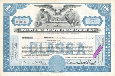 Hearst Consolidated Publications, Inc. Stock with William Randolph Hearst Prin