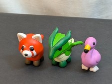 3x ADOPT ME Animal Figure Lot, Red Panda, Pink Flamingo, Green Dragon, Series 1