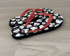 Disney Parks Mickey Mouse All Over Print Flip Flops Sandals Black Red W 11,M 9