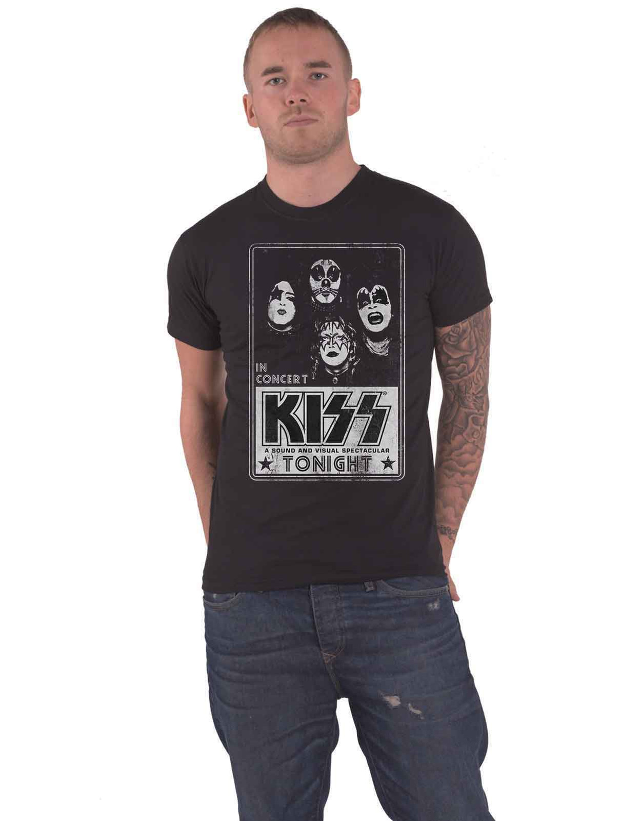 KISS Band Logo Official Mens Black XL T-Shirt In Concert Tonight