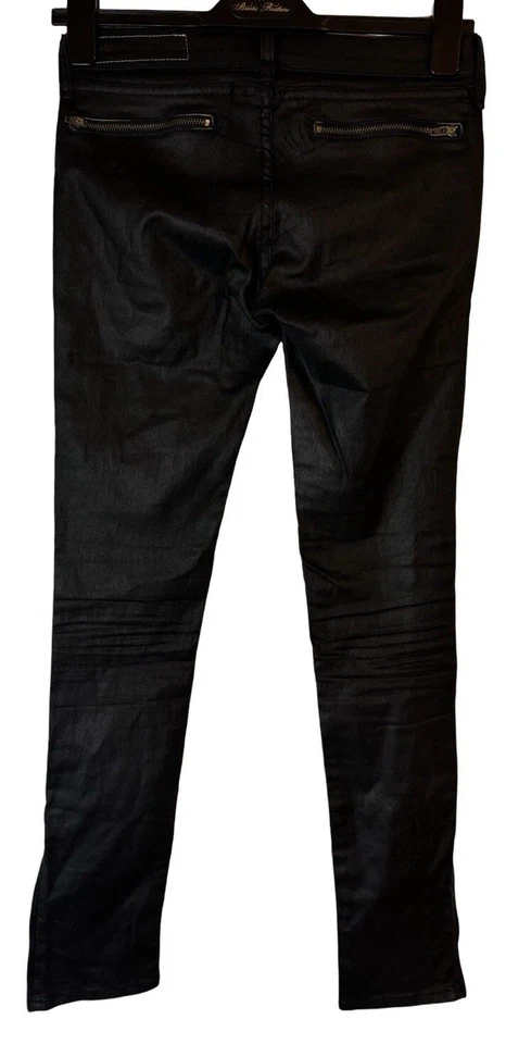 Pantalones negros recubiertos de trapo y hueso ajustados al tobillo para mujer talla 25 se adapta a 27x28 hechos en EE. UU. Foto 4 de 4