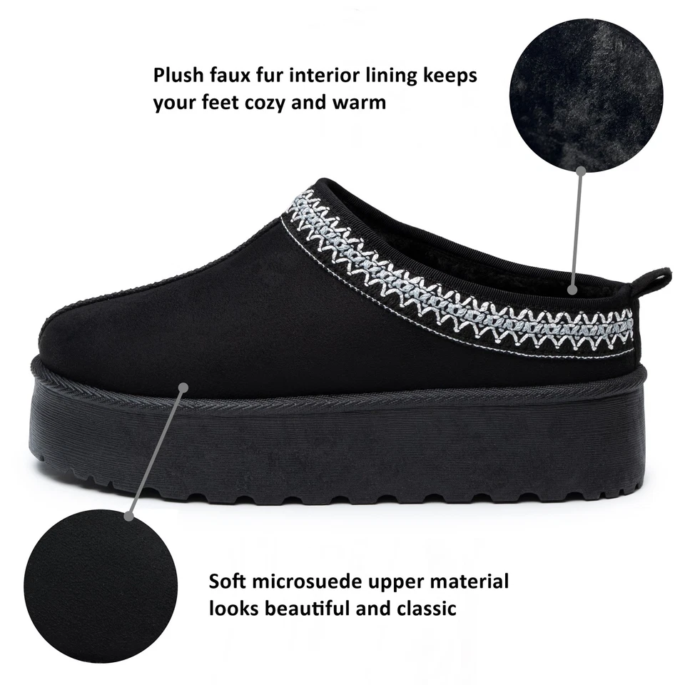 Alpine Swiss Emily Mujer Plataforma Zapatillas Esponjosas Cálidas Sin Cordones Botín Corto Foto 2 de 4