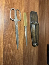 Vintage Matina Scissor & Letter Opener Desk Set Leather Case Office Italy