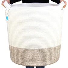 Extra Large Woven Cotton Rope Storage Basket for Organizing,Tall Round Woven ...