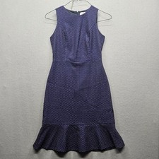 J.Crew Women's Size 00 Navy Blue Polka Dot Sleeveless Dress Ruffled Bottom