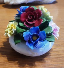 Royal Aynsley Fine Bone China Hand Crafted & HandPainted Flowers In White Basket