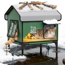 Apasiri Outdoor Cat House Weatherproof   Insulated Feral Cat Shelter with