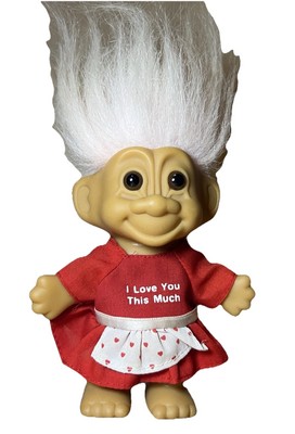 Russ Berrie My Lucky I love you This Much Red Dress Retro Troll Doll,# 18202|4''