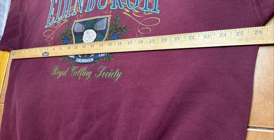 VTG Van Heusen Edinburgh Golf Sweatshirt Sz XL Red Faded Distressed USA Made - Image 4 of 4