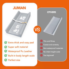 Vegan Leather Baby Changing Pad Waterproof Wipeable Infant Height Ruler Safety