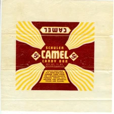 1940s Camel 5c candy bar wrapper 1-1/4 oz - Schuler Candy Winona Minnesota
