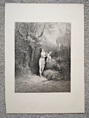Liebe und Wahnsinn, Gustave Dore - antiker Druck - 1868