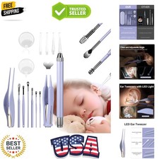 Complete Ear Wax Removal Kit with LED Light - Ideal for Family Ear Care Purple 