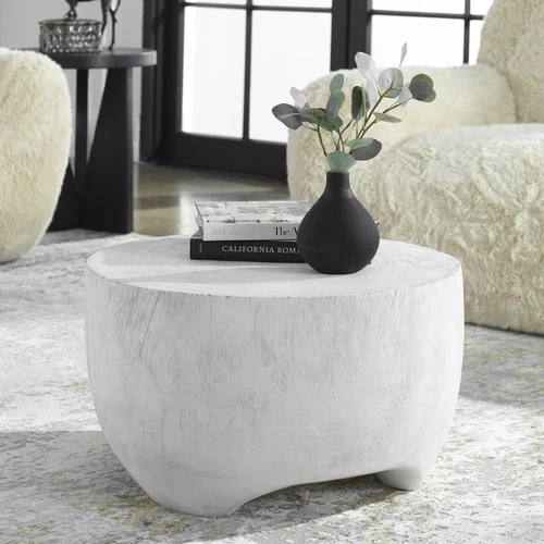 Uttermost 22946 Elevate 24" Diameter Wood Table - White - Picture 3 of 4