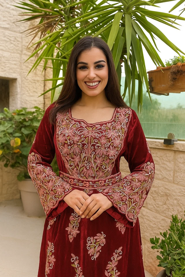 Unique Silk Thobe Dress | Traditional Tatreez with a Modern Feel - Image 2 of 4