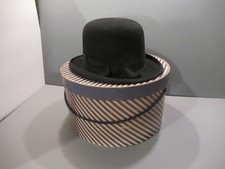 Antique/Vtg Felt Bowler Derby Hat Black The King Kennedy Clothing Kokomo In W/Bo