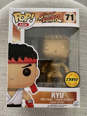 Street Fighter Funko Pop Asia #71 Gold Ryu Chase Limited Editon