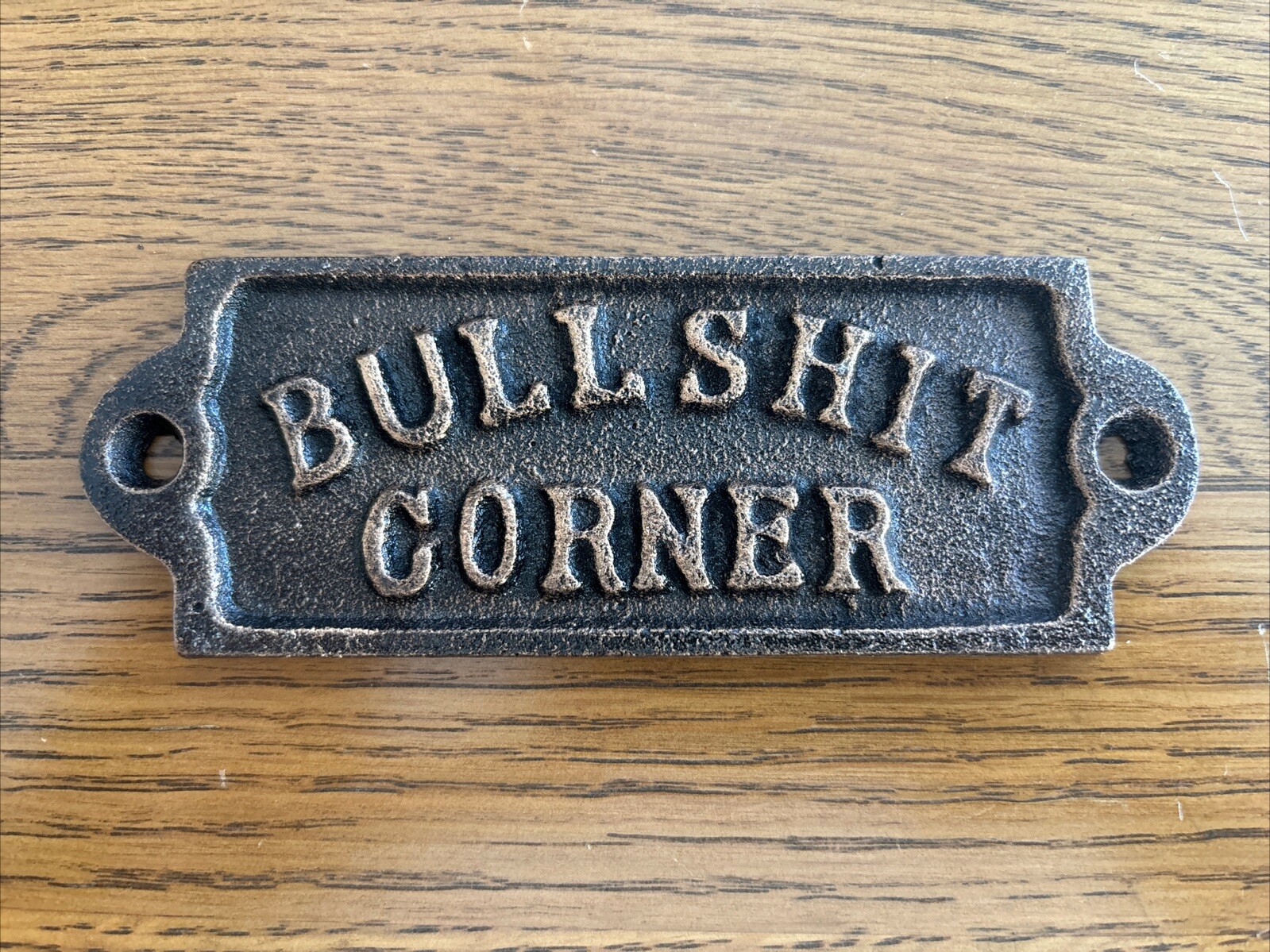 BULLSHIT CORNER CAST IRON PLAQUE Retro Home Garden Pub Metal Sign Birthday Gift