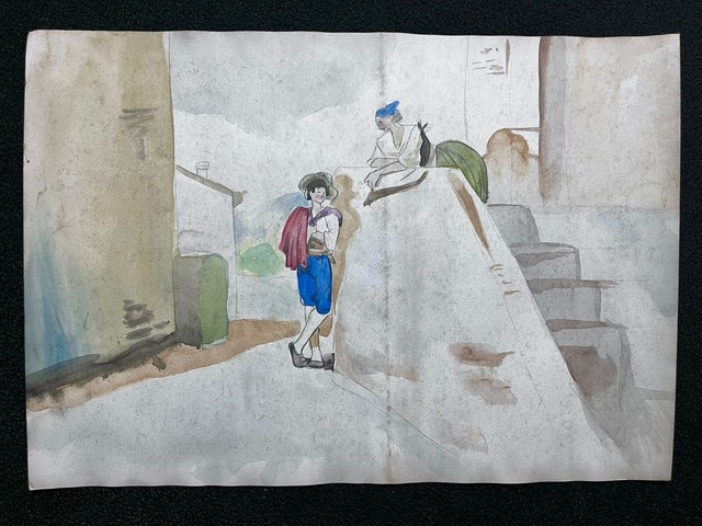 Bartolomeo Pinelli Drawing on paper (Handmade) signed and stamped vtg Bartolomeo Pinelli Drawing on paper (Handmade) signed and stamped vtg