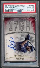 2017 Topps Luminaries Kris Bryant PSA 10 GEM MINT Hit Kings Autograph Red /10