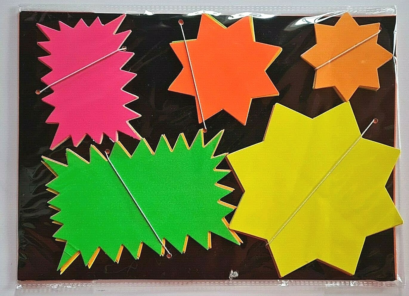Assorted Neon Fluorescent Stars Flash Price Display Tags Labels - Pack of 50