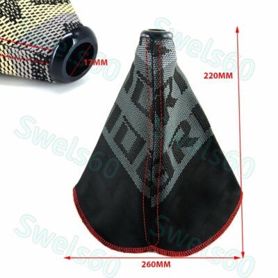 MT/AT Shift knob Shifter Boot Cover Red Stitches JDM Bride Racing Hyper Fabric