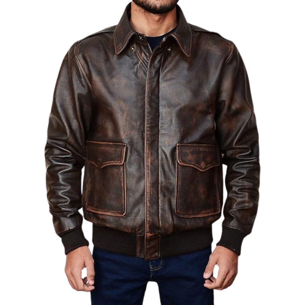Mens A2 WWII Air Force Flight Pilot Aviatot Bomber Leather Jacket