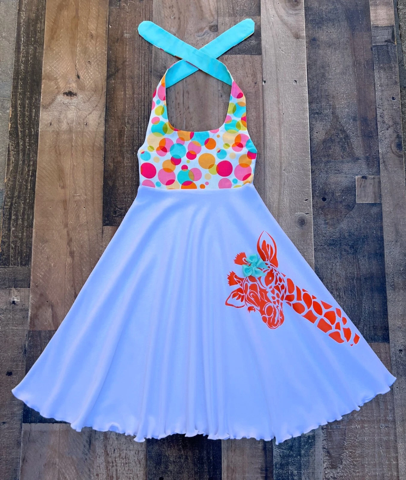 Polka Dot Safari Giraffe Zoo Dress | Giraffe Print Girl Clothing