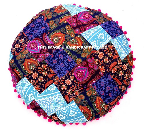 Cojines Pillow Pets Cama Indio Pom Encaje Patchwork Almohada Redonda Bohemia - Imagen 2 de 3