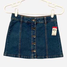 Route 66 NEW Y2K Denim Skirt Girls sz 10 Casual Jean Mini Button Front Classic