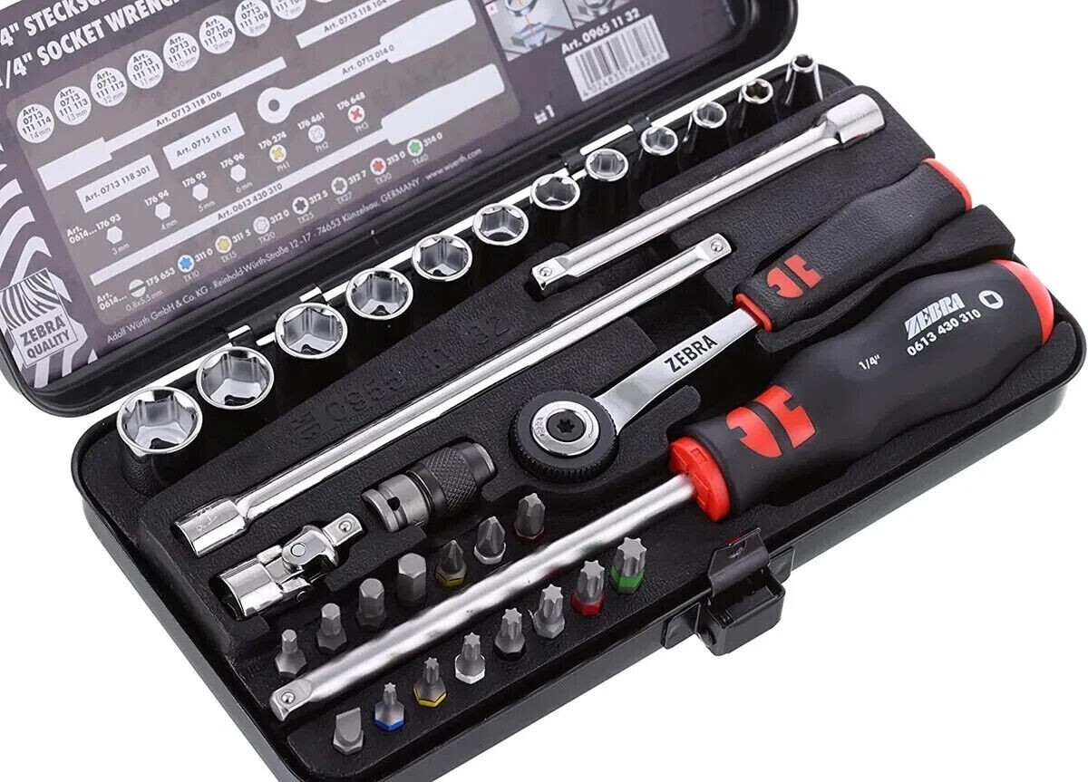 Wurth Zebra 1/4 Inch Multi-Socket Wrench Assortment Tools Set 33