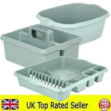 Sage Green Kitchen Set - Washing Up Bowl Drainer and Sink Tidy