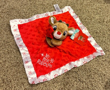 Rudolph Red Nosed Reindeer Lovey Rattle Security Blanket MY FIRST RUDOLPH 12x12