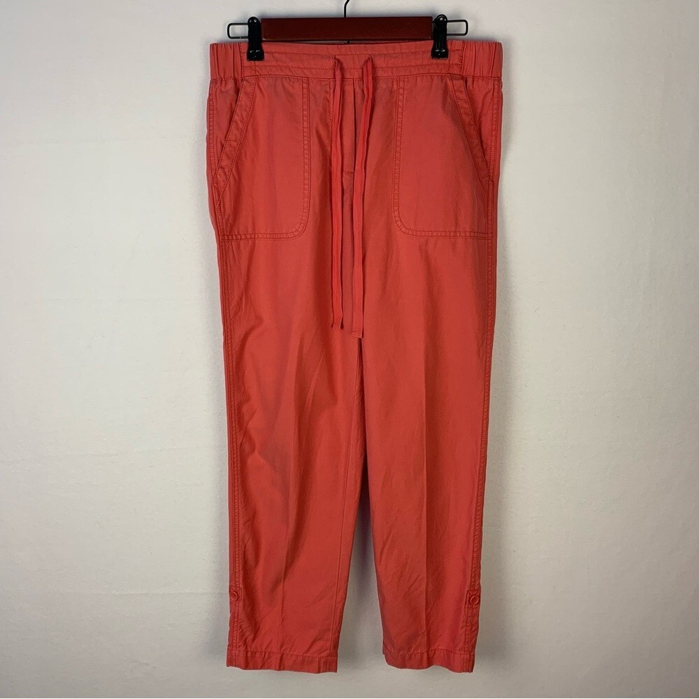 Talbots Red Drawstring Pull On Pants Elastic Wais… - image 1