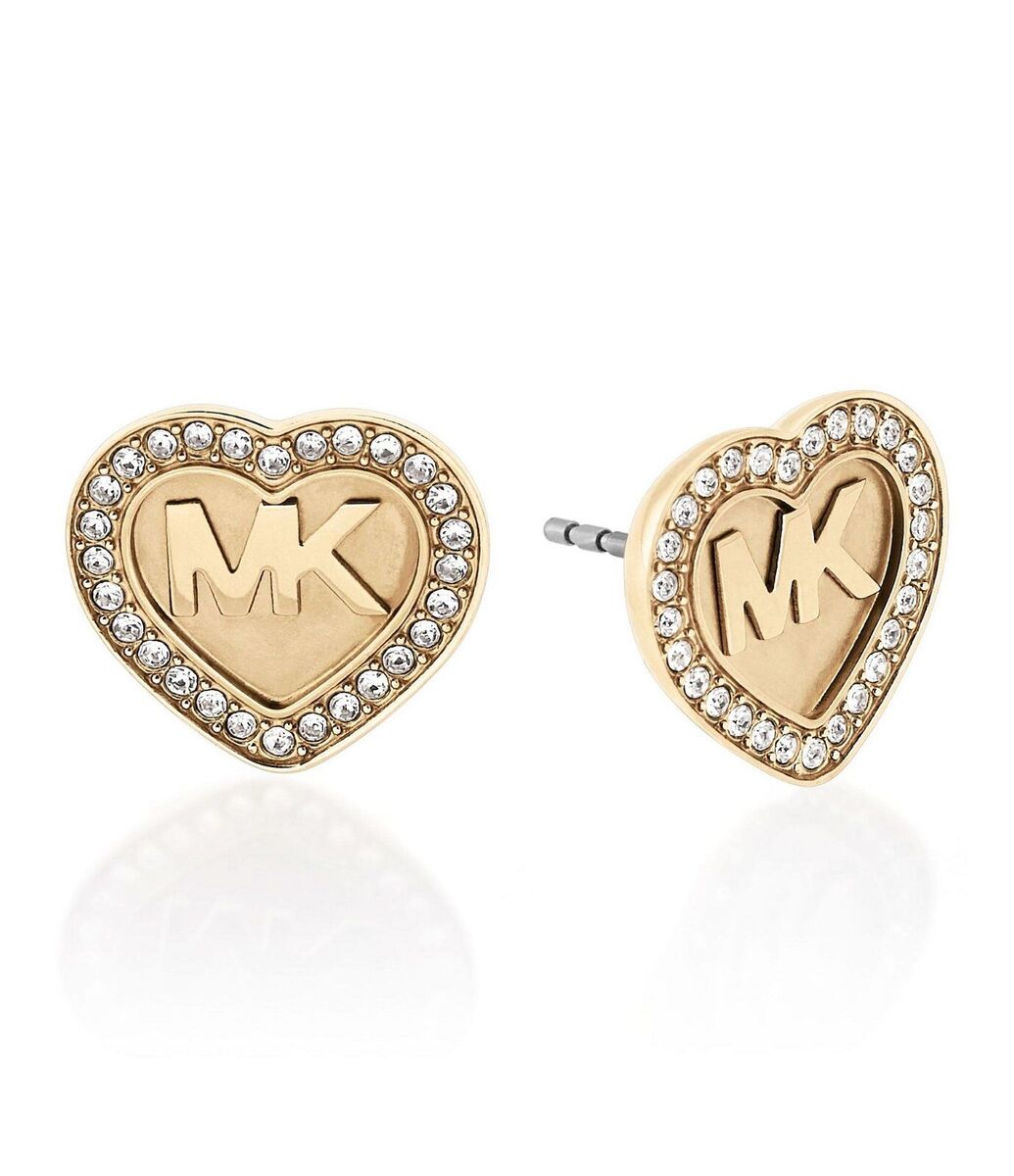 NEW MICHAEL KORS GOLD TONE CRYSTAL PAVE,STUD HEART SHAPE NEW MICHAEL KORS GOLD TONE CRYSTAL PAVE,STUD HEART SHAPE