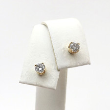 14k Gold Round Diamond Stud Earrings Petite Child