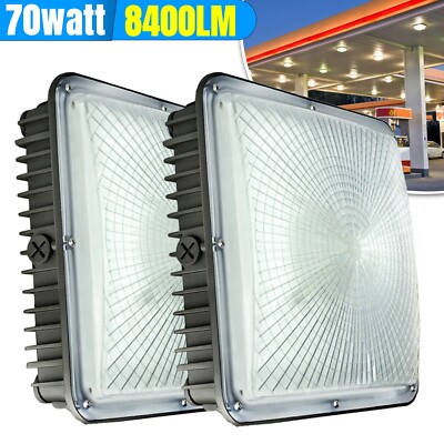 2PACK 70Watt LED Canopy Light 5500K White Garage Gas Station Lighting 8400Lumens