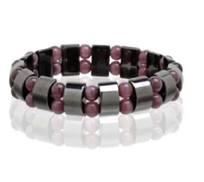 Magnetic Hematite Healing Elastic 2 Line Bracelet Pain Relief Therapy Amethyst