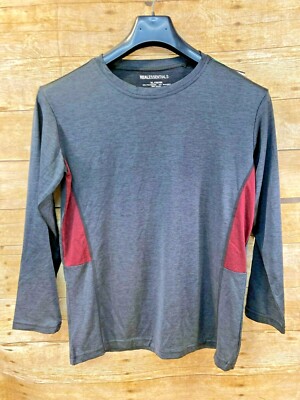 REAL ESSENTIALS CREW NECK 3/4 SLEEVE TOP MARLED GRAY MAROON Wm XL 16-18  MINT 