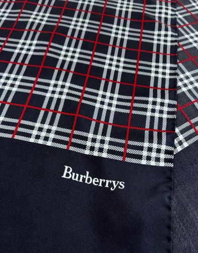 Authentic BURBERRY NOVA CHECK Long Silk Scarf Unisex Navy Blue Mint Condition - Picture 7 of 14
