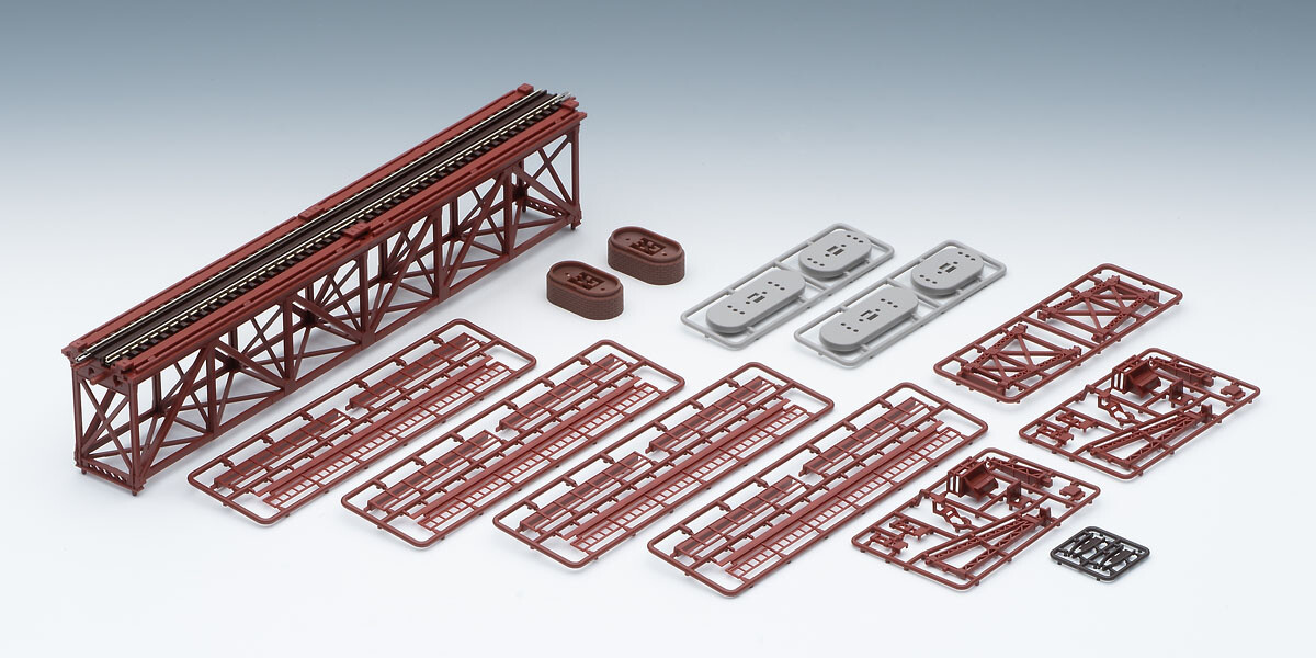 Tomytec X032663 - 1/150 Timber Bridge, 280 mm, Red, with Bridge Support - New