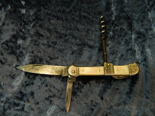 19 Jh Taschenmesser seltener Mechanismus Korkenzieher D.R.P corkscrew