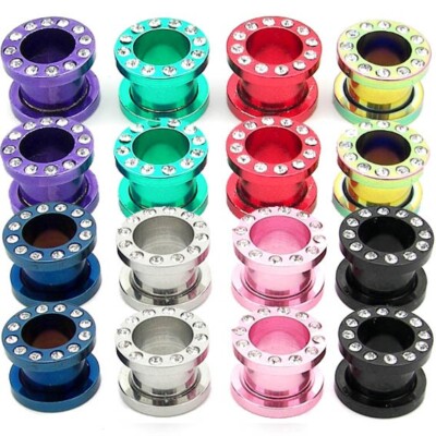Flesh Strass Tunnel Einzeln oder Set Tunnel Plug Piercing Ohr Glitzer 