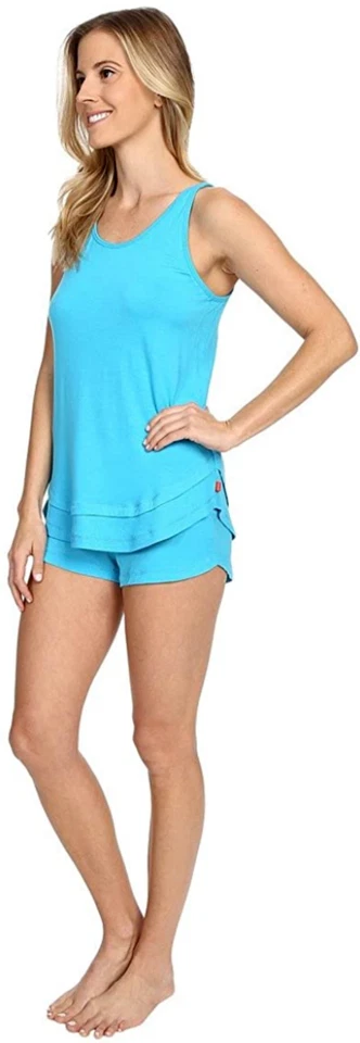 Conjunto de pantalones cortos y top acanalados azul océano Josie L81421 para mujer talla XL Foto 3 de 3