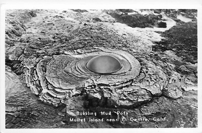 Postcard 1953 California El Centro Bubbling Mud Pots Mullet Island CA24-2883