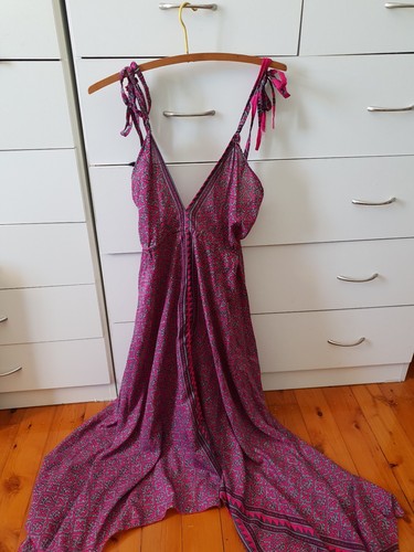 TREE OF LIFE Tiered Maxi Dress Hot Pink 