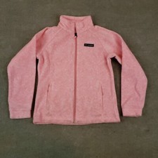 Columbia Jacket Girl Youth Size Medium 10/12 Pink Full Zip Mock Neck Fleece