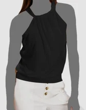 $39 Inc International Concepts Women's Black Gathered Halter Top Size XL