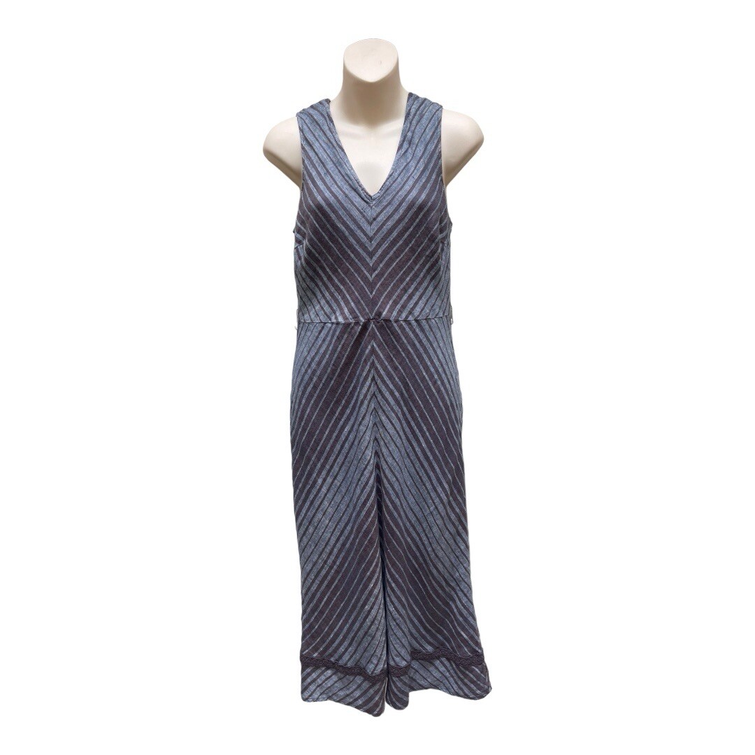 Sundance Women's Brown Allende Linen Sleeveless V-Neck Midi Dress Size 8  Striped | eBay