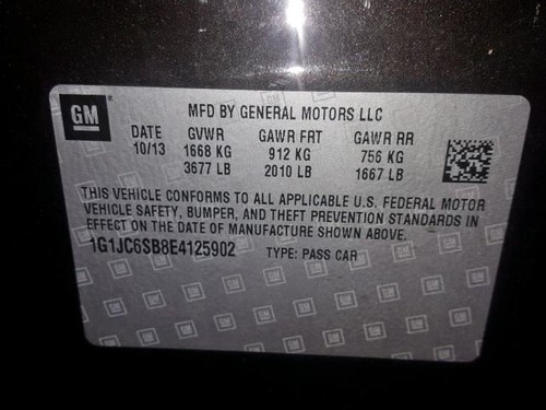 Speedometer Instrument Cluster 2013-2014 CHEVY SONIC Only 54K Miles - Imagen 10 de 12
